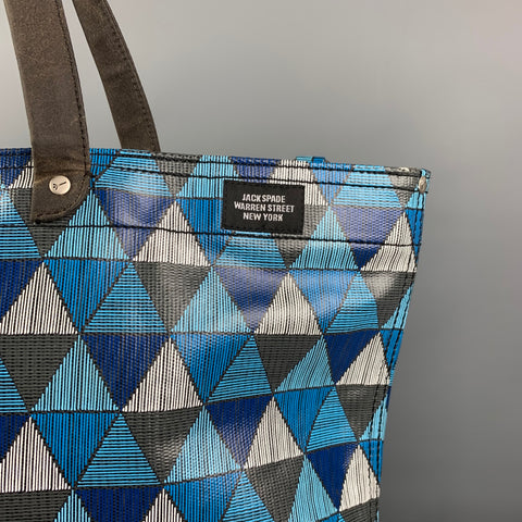 JACK SPADE Blue Charcoal White Triangle Acetate Tote Bag