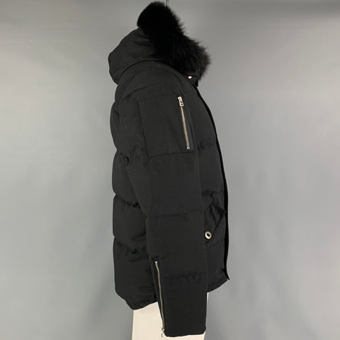 MOOSE KNUCKLES Size L Black Cotton Nylon Padded Coat