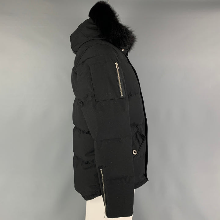 MOOSE KNUCKLES Size L Black Cotton Nylon Padded Coat