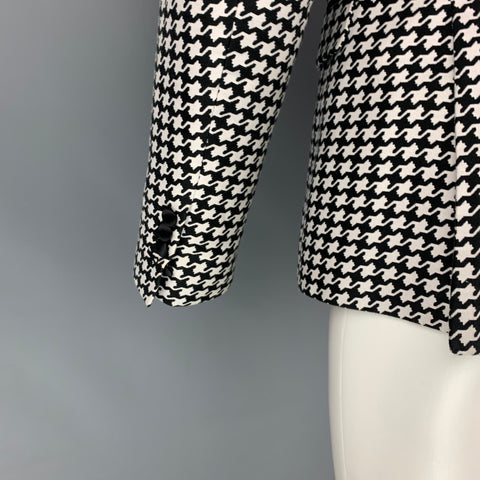 DSQUARED2 Size 40 Black & White Houndstooth Cotton / Silk Sport Coat