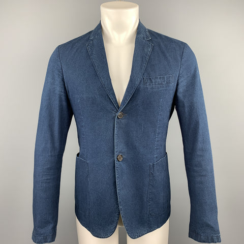 PRADA Size 38 Indigo Cotton Notch Lapel Sport Coat