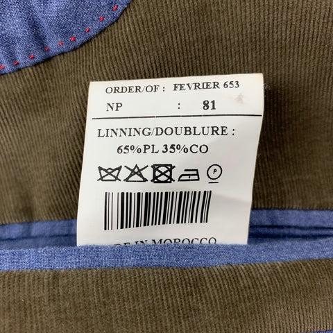 EMILE LAFAURIE Size 38 Olive Corduroy Cotton Sport Coat