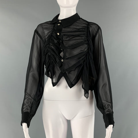 COMME des GARCONS Taille M Blouse courte froncée en polyester noir