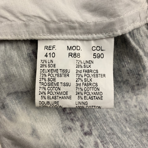 CARVEN Size XS Navy & White Linen / Silk Sleeveless Cocktail Dress