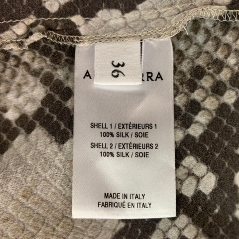 ALTUZARRA Size M Beige Silk Snake skin print Dress Top
