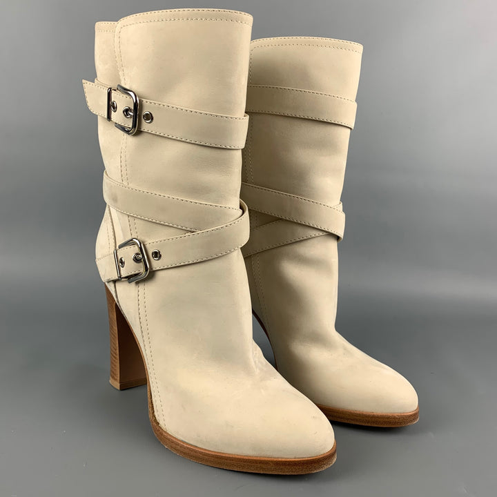 GIANVITO ROSSI Size 8.5 Cream Nubuck Suede Boots