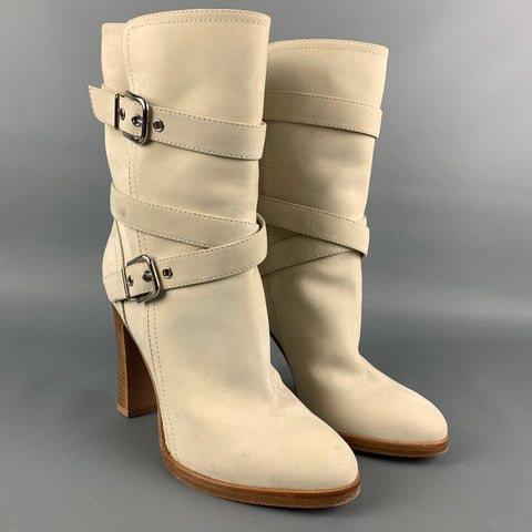 GIANVITO ROSSI Talla 8.5 Botas de ante nobuck color crema
