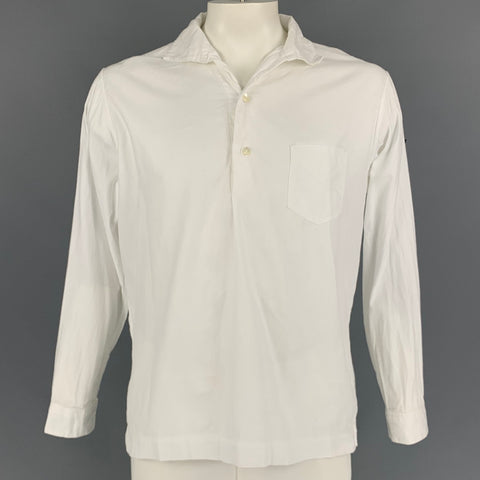 45rpm Size XL White Cotton Pop-Over Long Sleeve Shirt