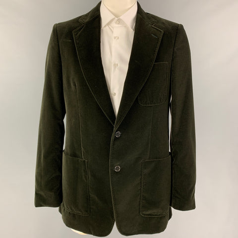 JOHN VARVATOS Size 44 Olive Cotton Velvet Notch Lapel Sport Coat