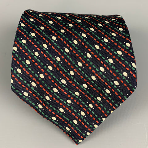 YVES SAINT LAURENT Navy Multi-Color Dots Silk Tie