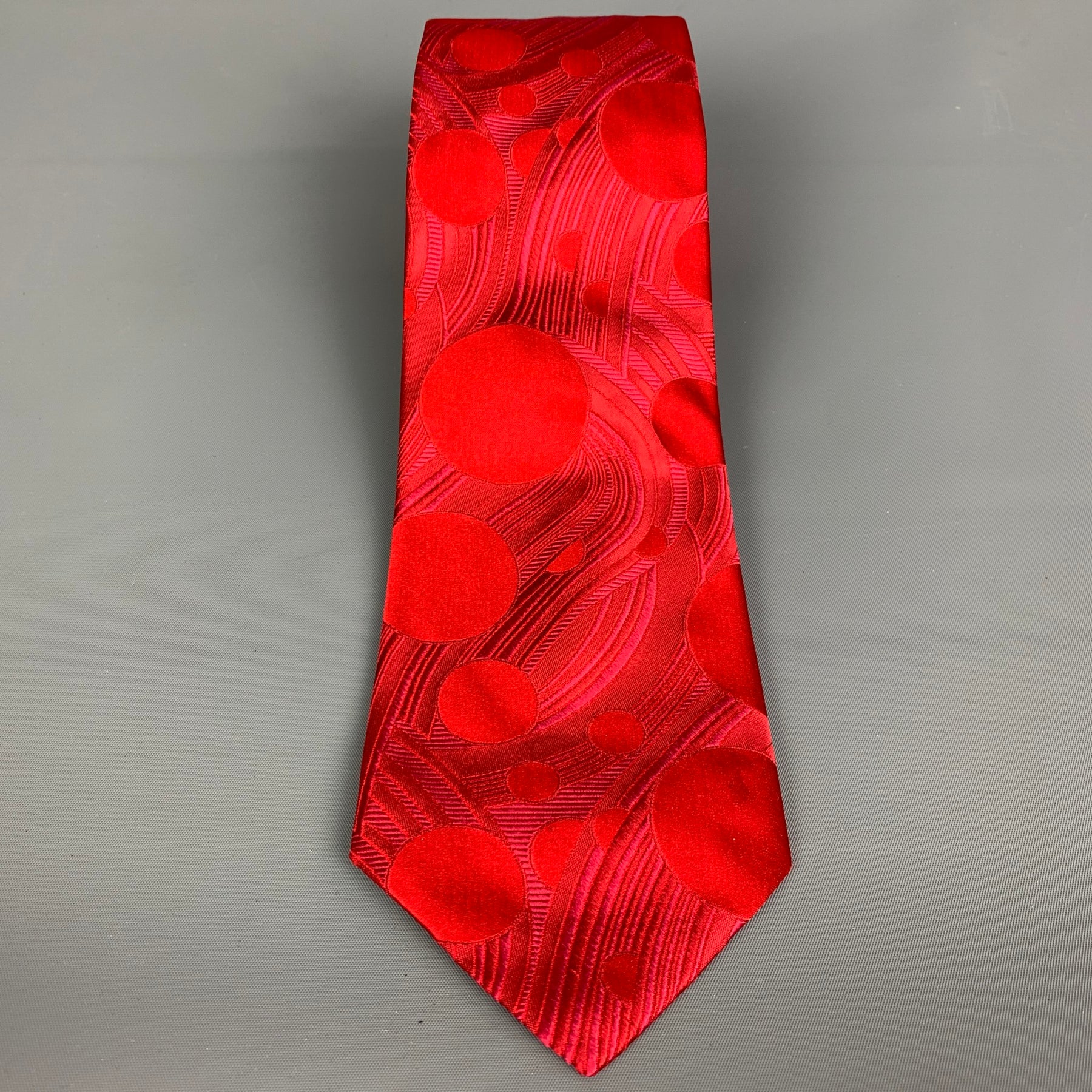 PAUL SMITH Red Abstract Silk Tie