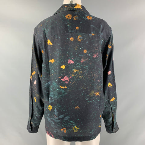 SATURDAYS NYC Size S Black Yellow Lyocell Abstract floral Long Sleeve Shirt