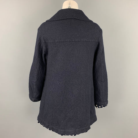 COMME des GARCONS TRICOT Taille S Manteau Double Boutonnage en Laine Marine