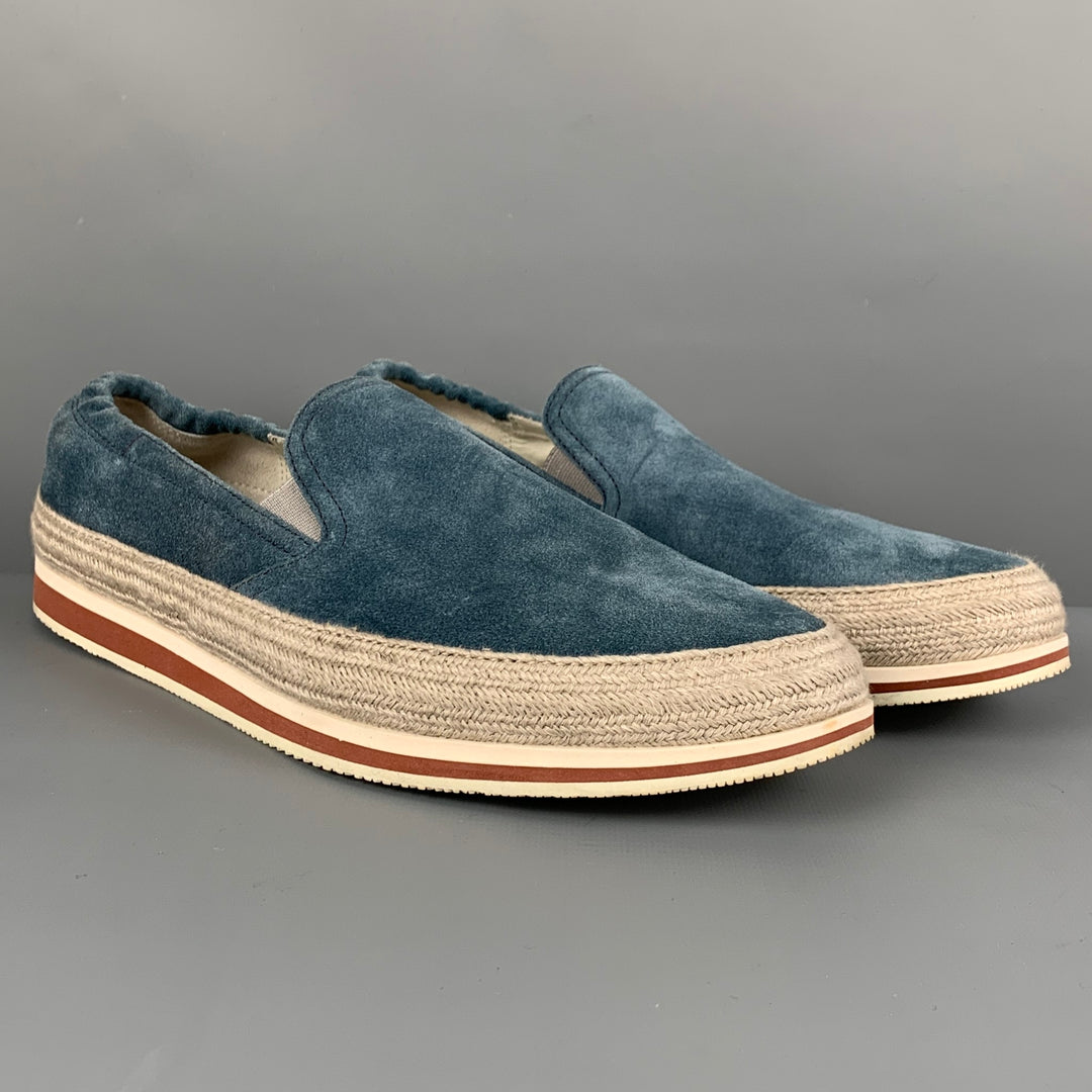 PRADA SPORT Size 9 Blue Grey Two Toned Suede Slip On Loafers