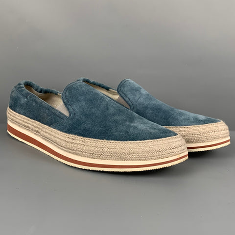 PRADA SPORT Size 9 Blue Grey Two Toned Suede Slip On Loafers