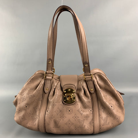 LOUIS VUITTON 2010 Lunar PM Taupe Perforated Leather Satchel Mahina Handbag