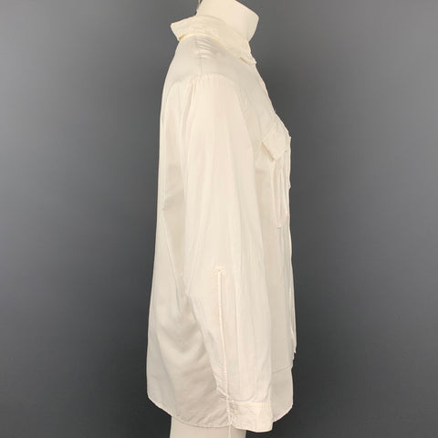 Y's by YOHJI YAMAMOTO Size S White Cotton Patch Pockets Long Sleeve Shirt