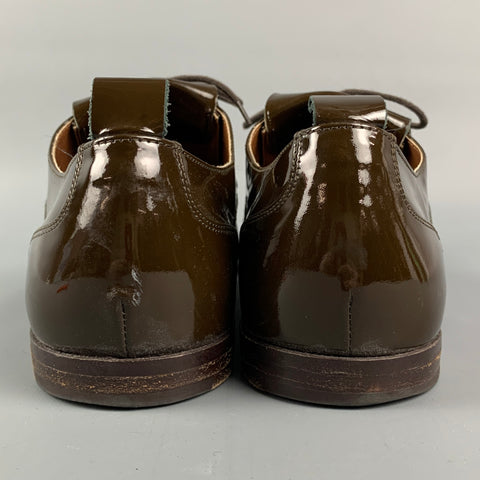BURBERRY Size 9 Brown Patent Leather Kiltie Lace Up Shoes