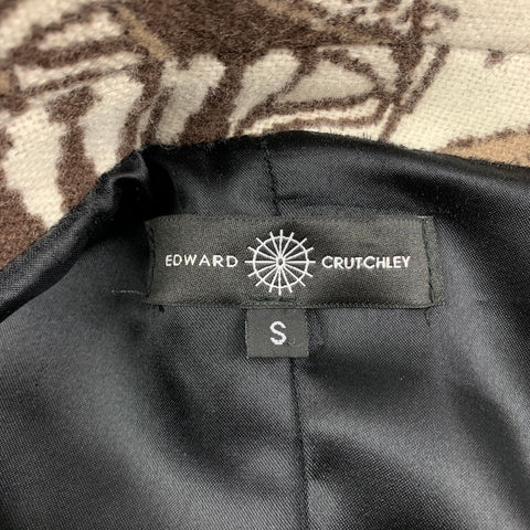 EDWARD CRUTCHLEY FW 18 Size S Brown Beige Pattern Wool Cashmere Coat