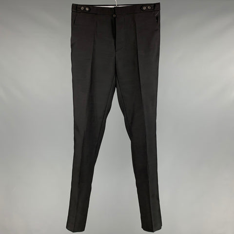 DSQUARED2 Size 32 Black Wool Blend Side Tabs Dress Pants