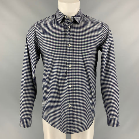 A.P.C. Size S Blue Checkered Cotton Button Down Long Sleeve Shirt