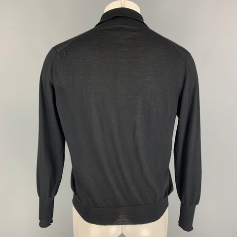 LORO PIANA Size S Black Cashmere Silk Long Sleeve Pullover