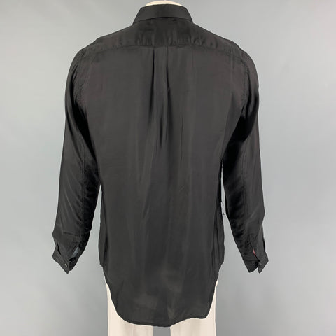COMME des GARCONS BLACK Size XL Black Mixed Fabrics Cotton Cupro Long Sleeve Shirt