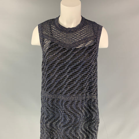 M MISSONI Size 6 Silver & Black Knitted Polyamide Bend Sleeveless Dress