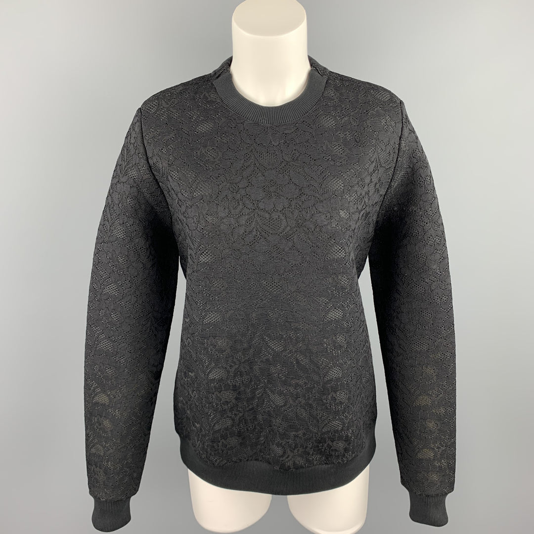 GIVENCHY Size S Black Lace Polyester Blend Crew-Neck Pullover