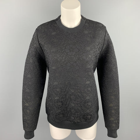 GIVENCHY Talla S Jersey negro con cuello redondo y mezcla de poliéster y encaje