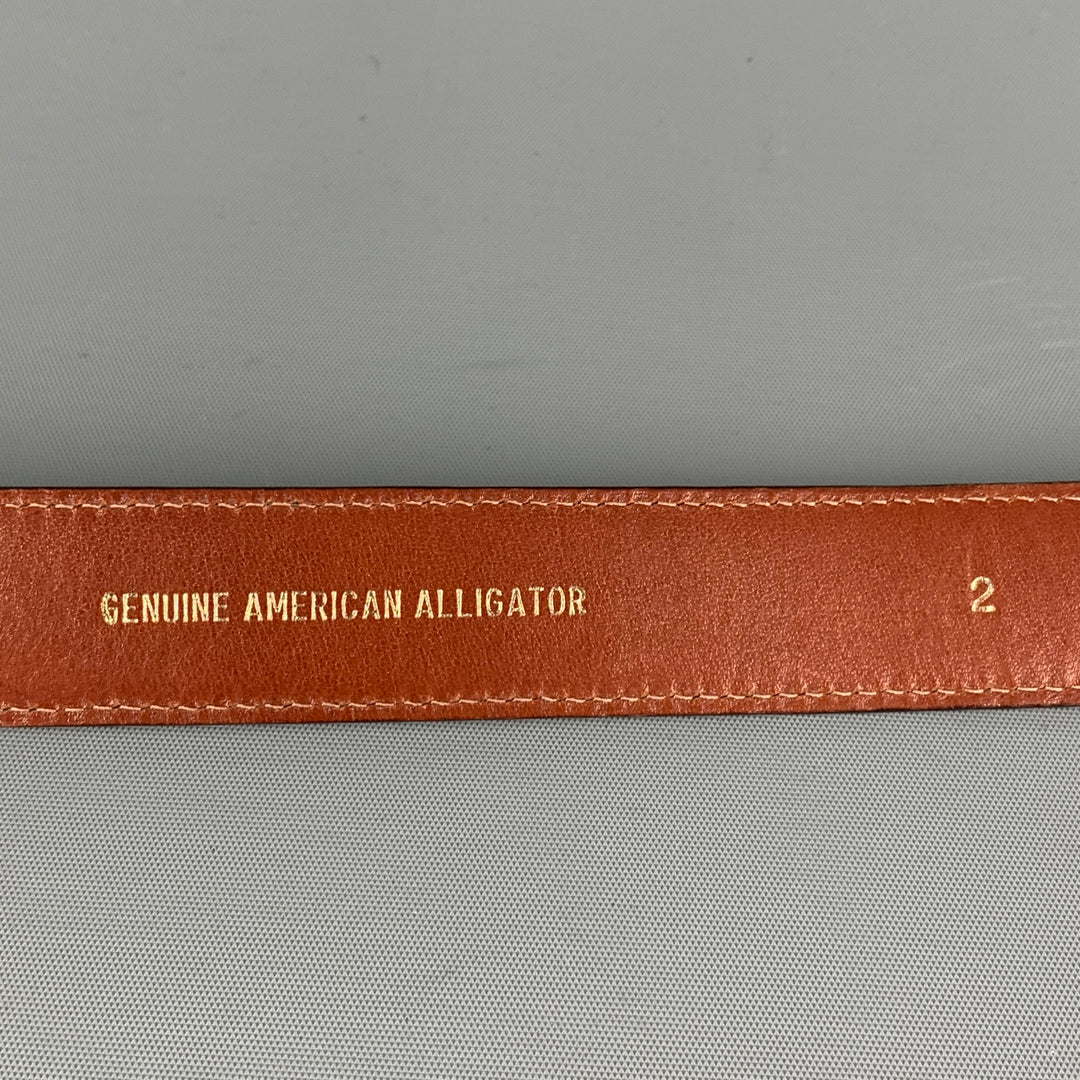 Vintage BARRY KIESELSTEIN-CORD 1995 Size 2 Brown Leather Sterling Alligator Belt