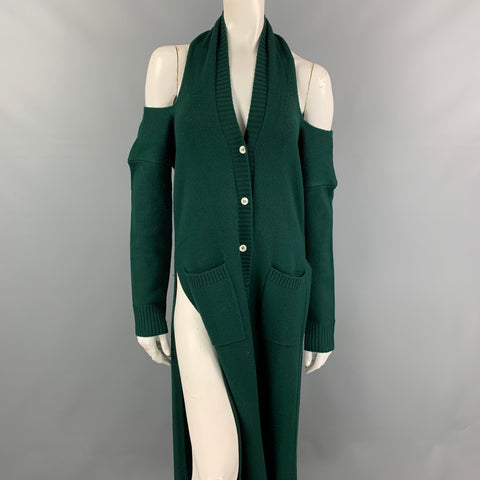 MONSE Taille XS Vert Tricoté Laine Mérinos Dos Ouvert Dos Nu Long Cardigan