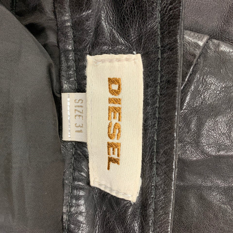 DIESEL Size 31 Brown Leather Biker Casual Pants