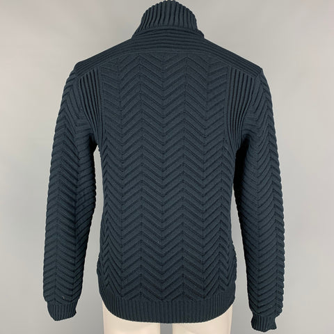 CALVIN KLEIN COLLECTION Size M Navy Knitted Polyester Zip Up Jacket
