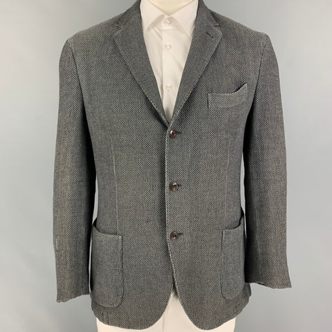 BOGLIOLI Size 44 Gray Textured Cotton Notch Lapel Sport Coat