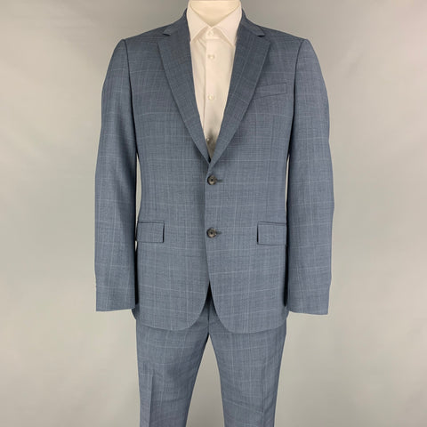 THEORY Size 42 Blue Grey Glenplaid Wool Notch Lapel Suit