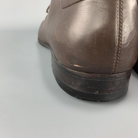 A. TESTONI Size 13 Brown Leather Cap Toe Lace Up
