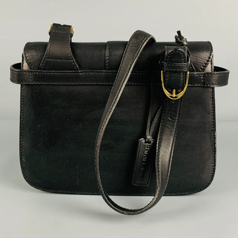 RALPH LAUREN Black Equestrian Leather Shoulder Bag Handbag
