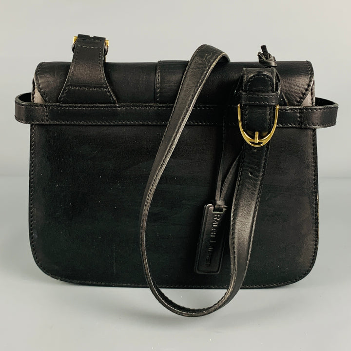 RALPH LAUREN Black Equestrian Leather Shoulder Bag Handbag