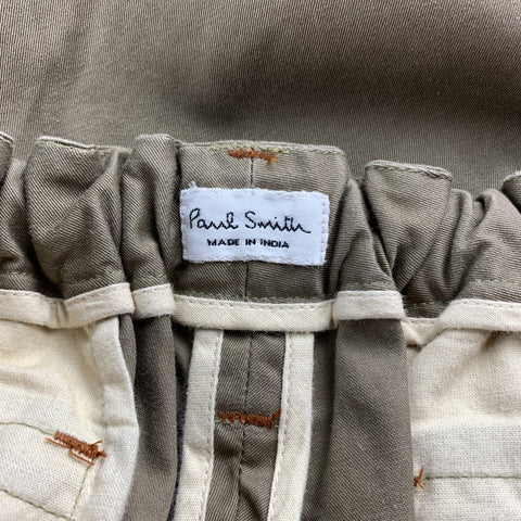 PAUL SMITH Size 32 Olive Cotton Zip Fly Belted Casual Pants