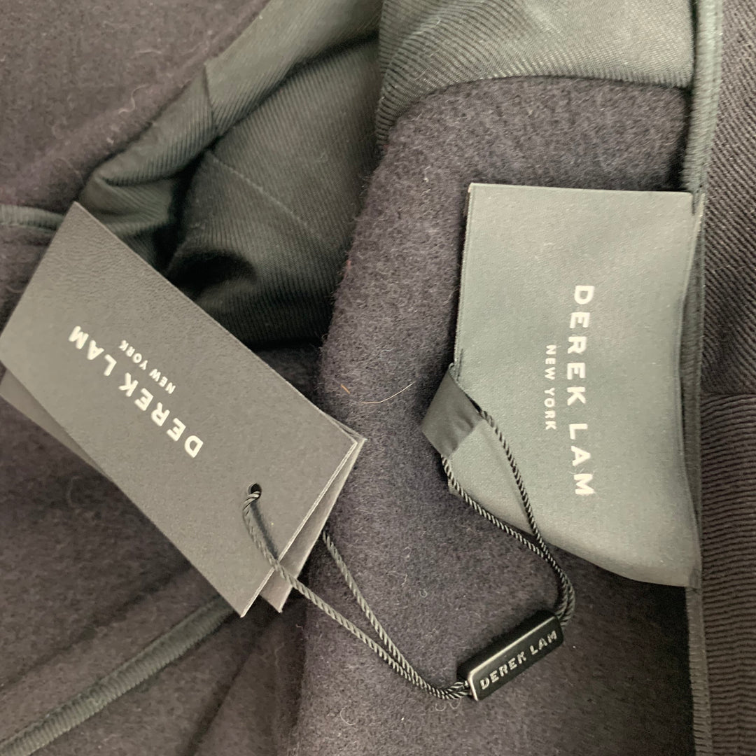 DEREK LAM Size 4 Black Acrylic Blend High Collar Coat