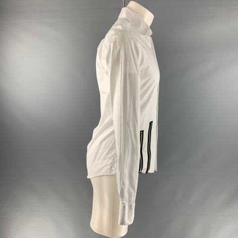 CASELY HAYFORD Size XS White Solid Cotton Button Up Long Sleeve Shirt