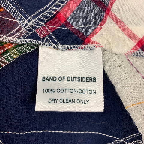 BAND OF OUTSIDERS Size 42 Navy Muliti-Color Patchwork Cotton Notch Lapel Suit
