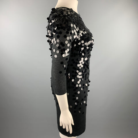 REBECCA TAYLOR Taille 10 Robe noire Payettes Tencel Blend