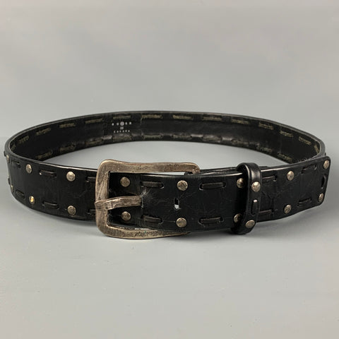 SUZI ROHER Size 36 Black Silver Studded Leather Belt
