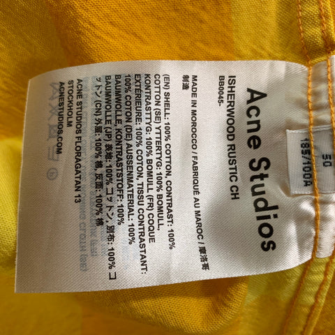 ACNE STUDIOS Size M Yellow Orange Squares Cotton Button Down Short Sleeve Shirt