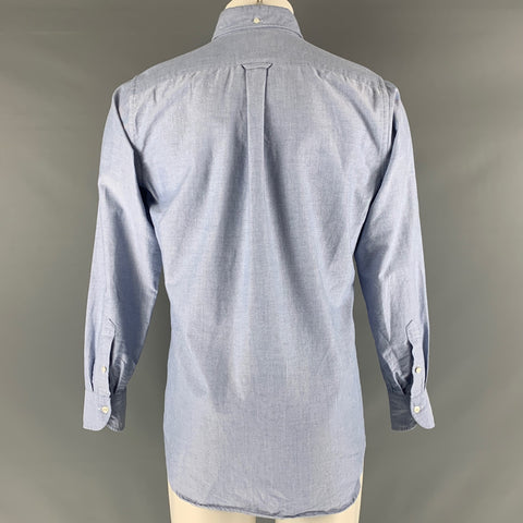 DRAKE'S Size M Blue Solid Cotton Button Down Long Sleeve Shirt
