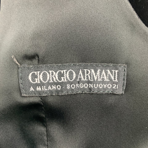 GIORGIO ARMANI Size 46 Black Velvet Cotton / Silk Deep Neck Vest