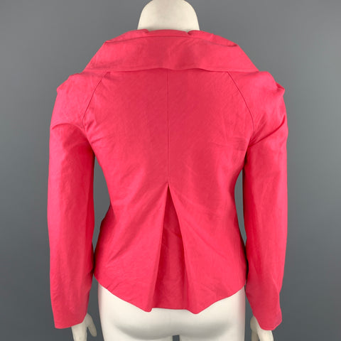 DONNA KARAN Taille 10 Blazer à revers cranté en mélange de lin rose