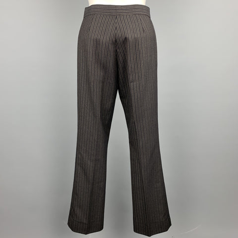 RALPH LAUREN COLLECTION Size 2 Black & Grey Striped Wool Dress Pants